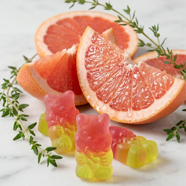 Vegane Gummibärchen mit Thymian und Grapefruit