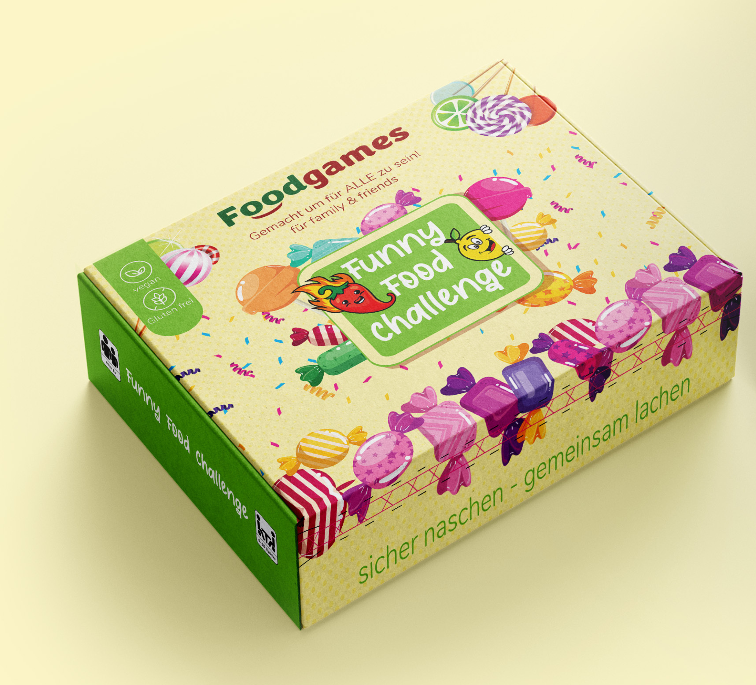 Foodgames Spielebox ‚Funny Food Challenge‘ für Kindergeburtstage